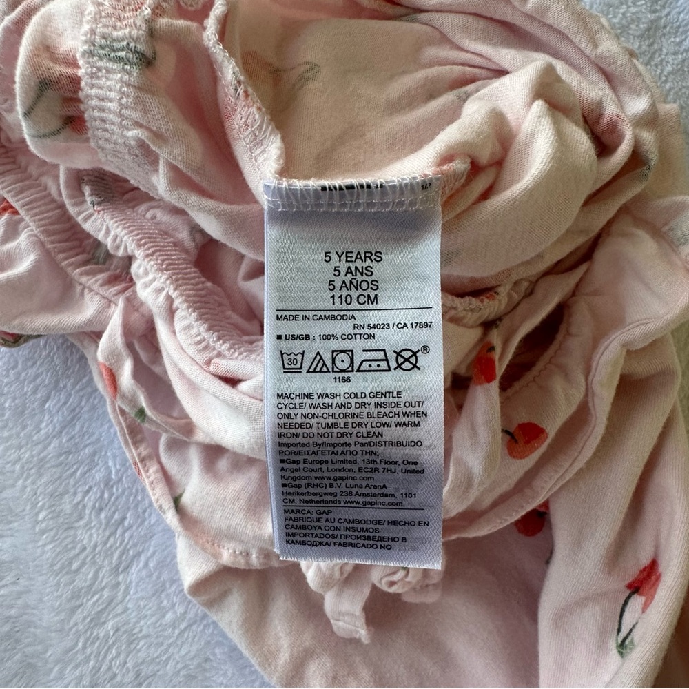 Old Navy Cherry Romper Size 5 Pink Tie Strap Wide Leg Cotton Cute‎ Summer - Picture 6 of 6